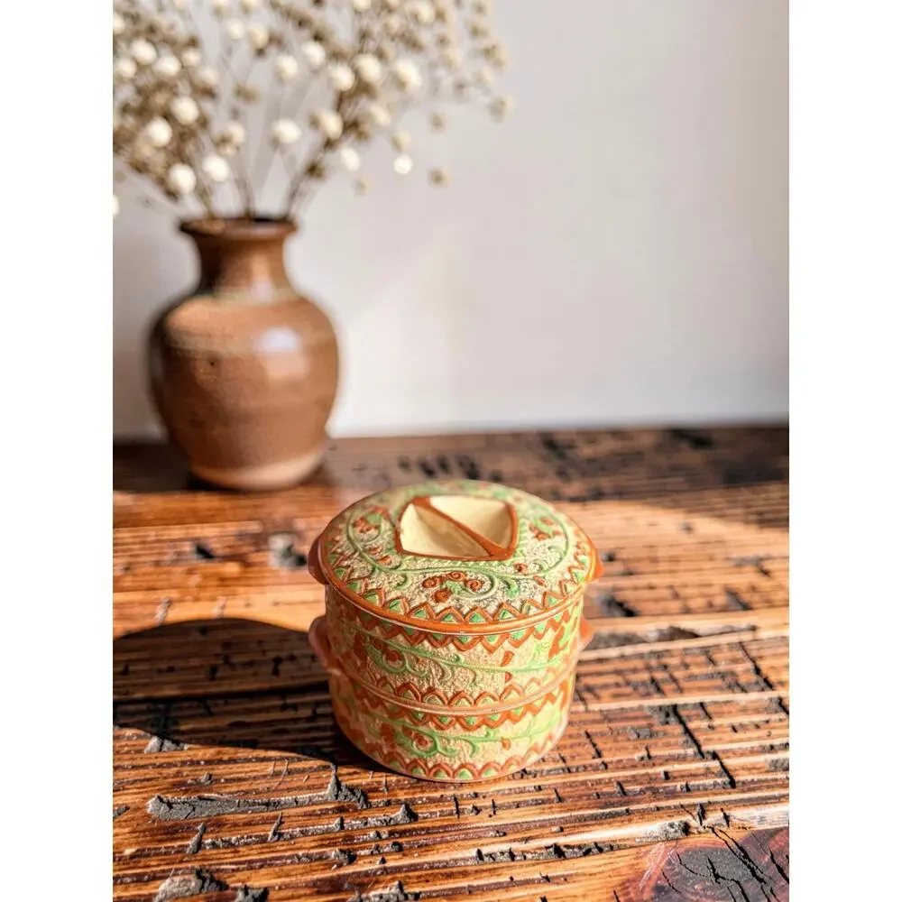 Vintage Japanese Double Stacking Stoneware Lidded Container | Made in Japan